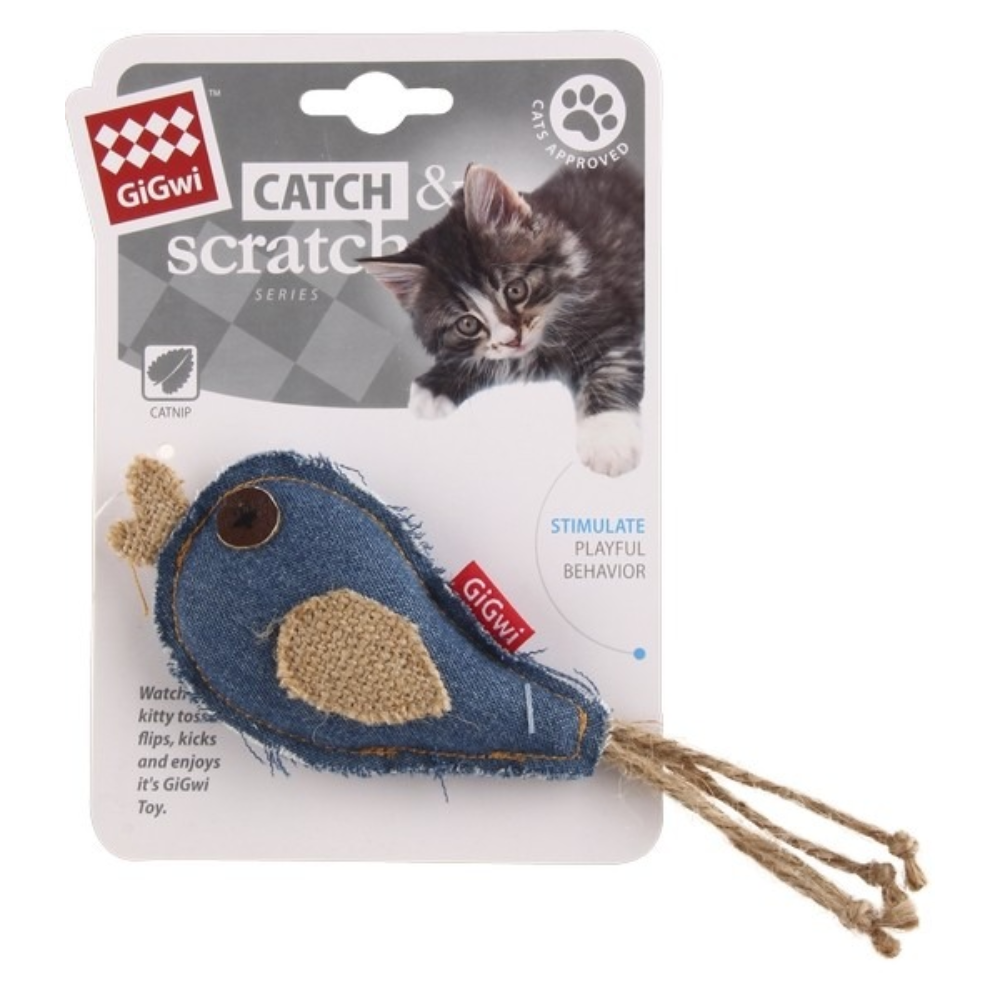 Gigwi Jean Bird Catch Scratch W-Catnip Toy for Cats Gigwi Jean Bird Catch Scratch W-Catnip Toy for Cats