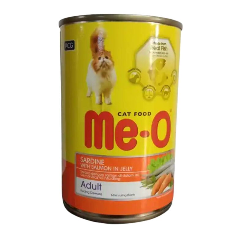 Me-O Canned Cat Food Adult Sardine With Salmon In Jelly, 400 g