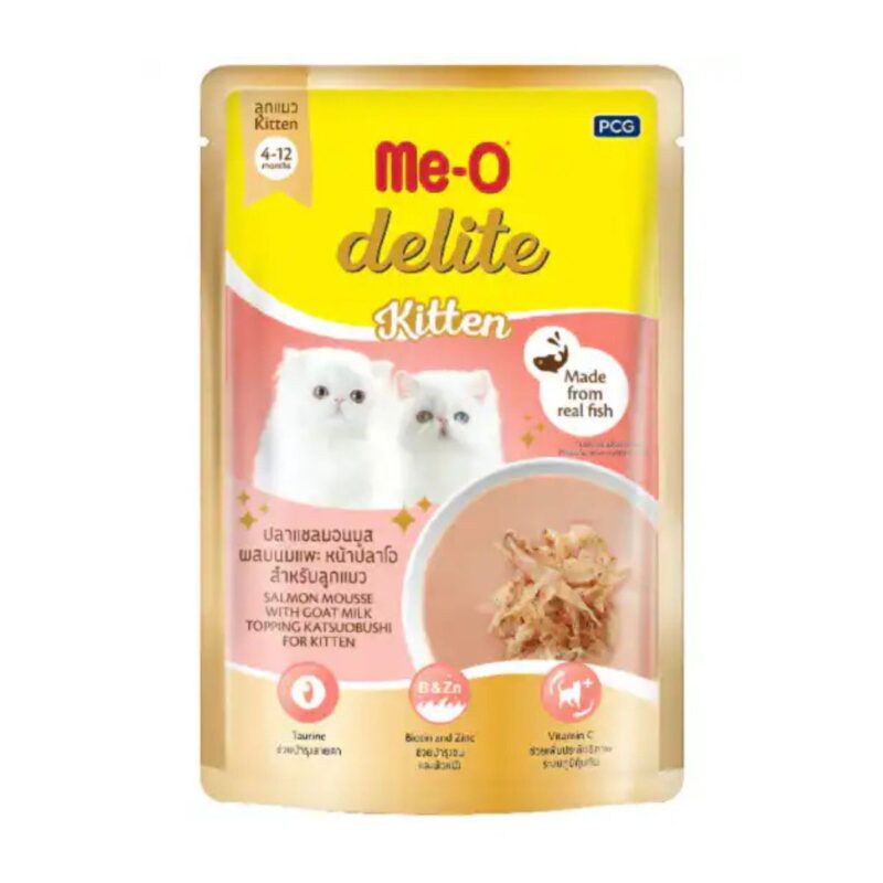 Me-O Delite Salmon Mousse With Goat Milk Kitten Pouch, 70g