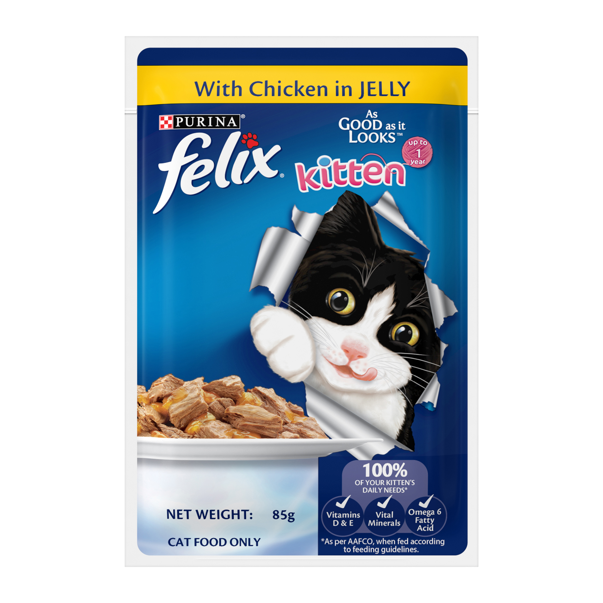 01.-FOP-2.jpg Felix Chicken with Jelly Kitten Cat Wet Food, 85g