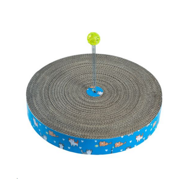 Ezra Circular Cat Scratcher with spring toy