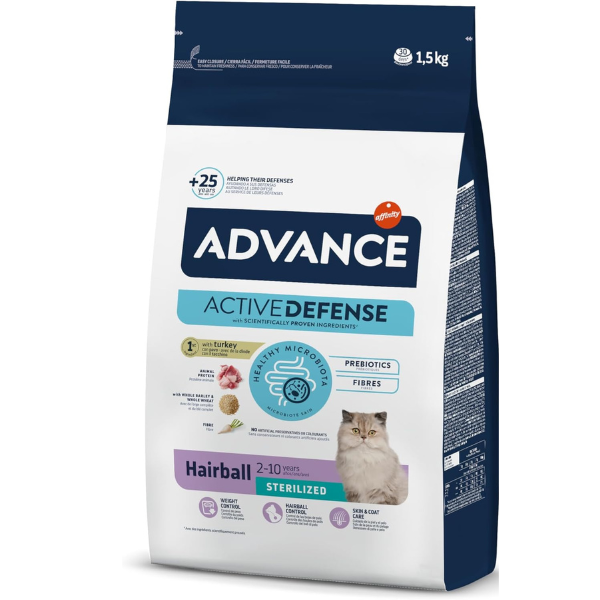Advance Sterilized Hairball Cat Food pack