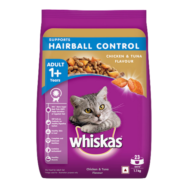 1-55.png Whiskas Hairball Controll Chicken & Tuna Adult (1+ Years) Dry Cat Food