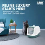 Savic Nestor Jumbo Cat Litter Box - White Bluestone - Image 4
