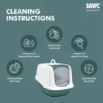 Savic Nestor Jumbo Cat Litter Box - White Bluestone - Image 3