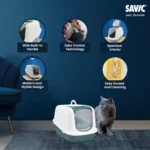Savic Nestor Jumbo Cat Litter Box - White Bluestone - Image 2