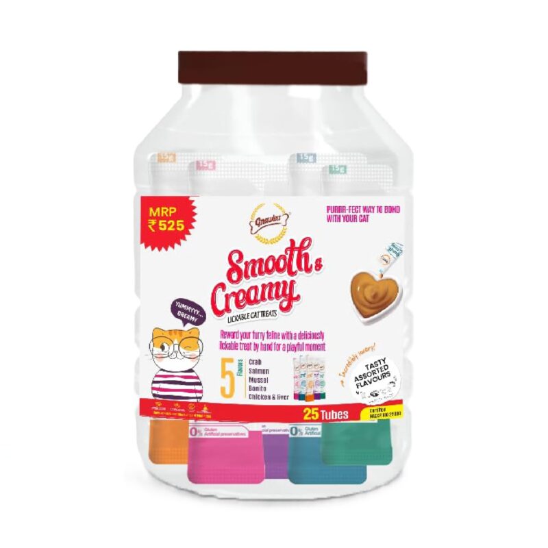 Gnawlers Cat Creamy Treats Jar Mix Flavour for Cats Large, 25 tubes
