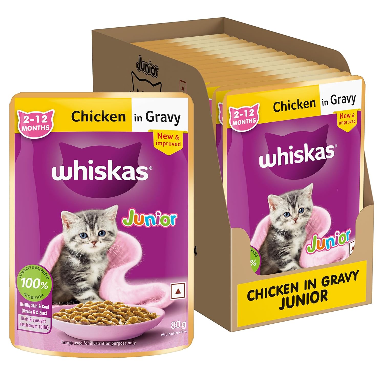 Whiskas Kitten Chicken In Gravy Whiskas Kitten Chicken in Gravy (2-12 months) 80 gm - Image 1