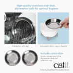 Catit PIXI Elevated Feeding Dish, White Cat bowl - Image 4
