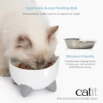 Catit PIXI Elevated Feeding Dish, White Cat bowl - Image 3