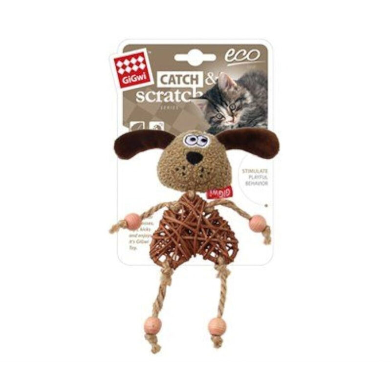 Gigwi Eco Line Dog Catch And Scratch With Catnip Rattan-Wood-Plush Toy for Cats