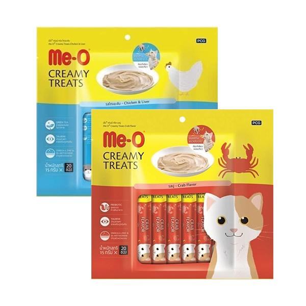 Me O Creamy Chicken and Liver and Creamy Crab Cat Treat Combo (2 x 300 g)