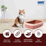 Savic Iriz Litter Tray with Rim for Cats, Champagne Pink Tuscan Red (17 x 12 x 5 inch) - Image 6