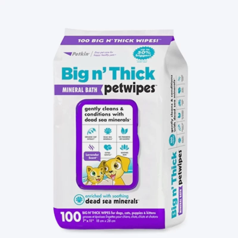 Petkin Big N Thick Mineral Bath - 100 Wipes