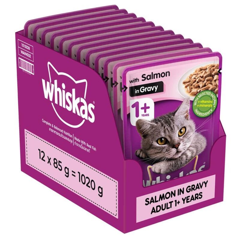Whiskas Salmon in Gravy Wet Adult Cat (+1 year) Food - 85gm