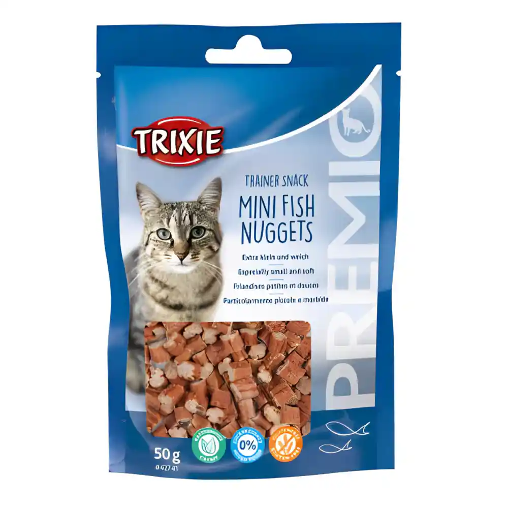 6zx-zpQ1u-product.webp Trixie Premio Trainer Snack Mini Fish Nuggets Cat Treats, 50g - Image 1