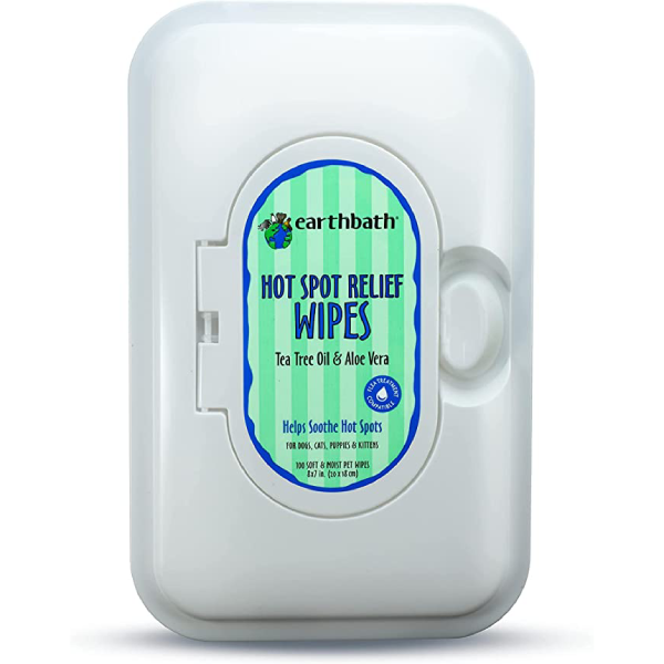 EarthBath Hot Spot Wipes Tea Tree Oil & Aloe Vera for Dogs and Cats - 100 wipes