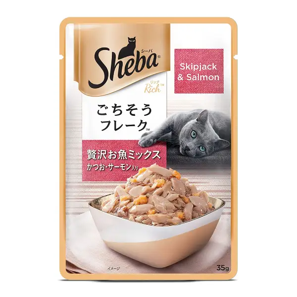 Sheba Premium Fish Mix Skipjack & Salmon Wet Cat Food - 35g