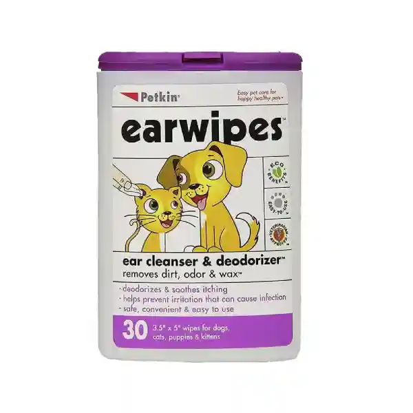 Petkin Ear Wipes for Pets, 30 Wipes