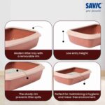 Savic Iriz Litter Tray with Rim for Cats, Champagne Pink Tuscan Red (17 x 12 x 5 inch) - Image 4