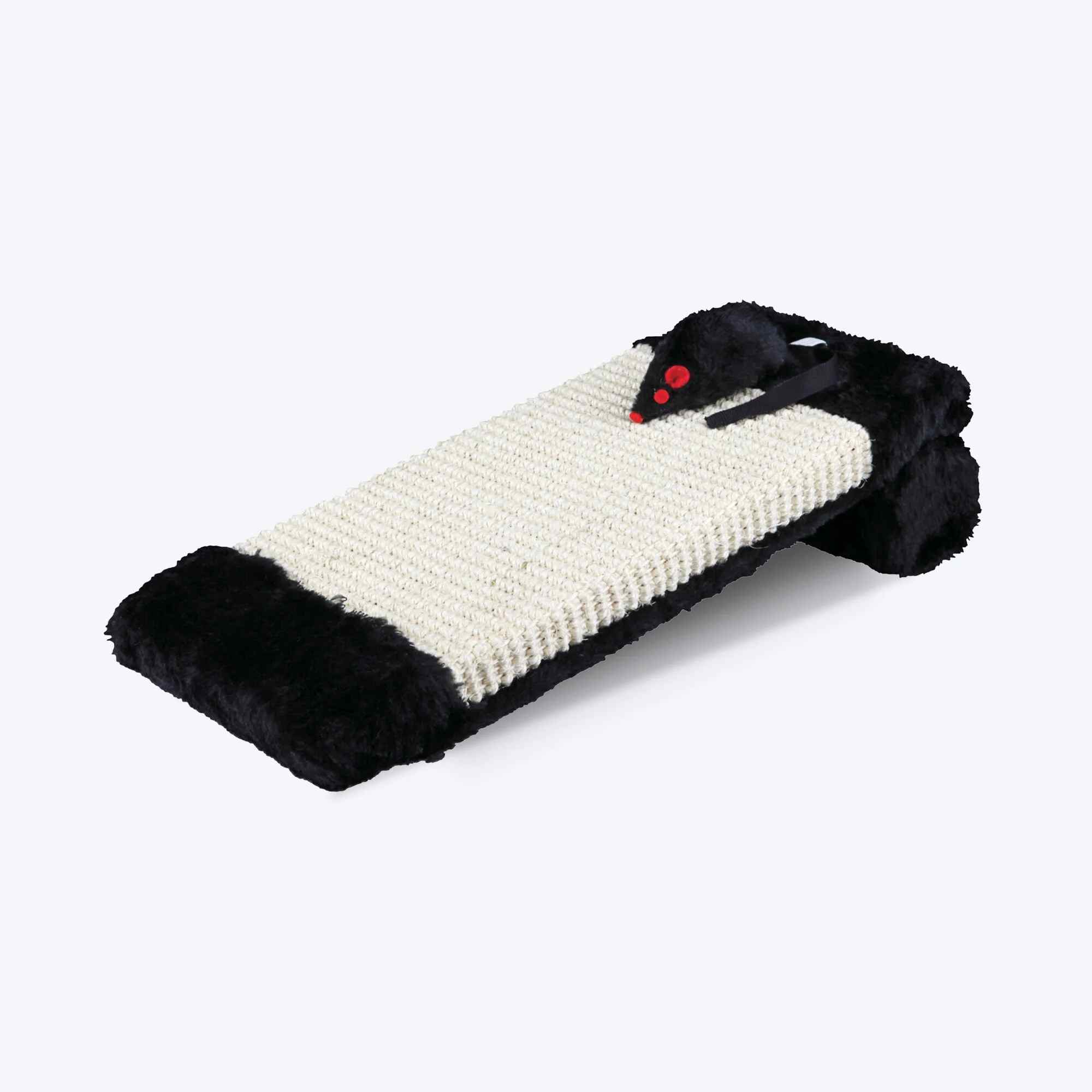 Black.jpeg Trixie Scratching Board On A Roll Sisal Rug/Plush for Cats (15x35 cm, Natural/Black) - Image 1