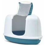 Savic Nestor Corner Cat Litter Box - White/Bluestone - 23 x 18 x 16 inch - Image 2
