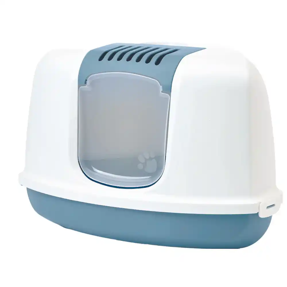 Bluestone-23-x-18-x-16-inch.webp Savic Nestor Corner Cat Litter Box - White/Bluestone - 23 x 18 x 16 inch
