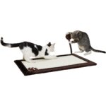 Trixie Scratching Mat with Toy for Cats, Sisal Rug/Plush (70x45 cm, Natural/Brown) - Image 3