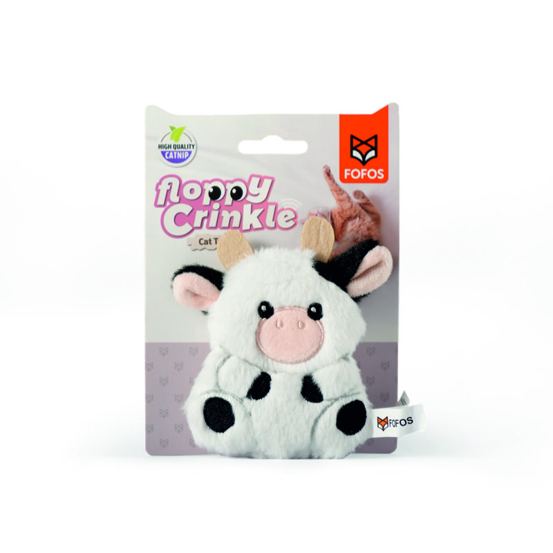 FOFOS Floppy Crinkle Cow Catnip Toy for Cats