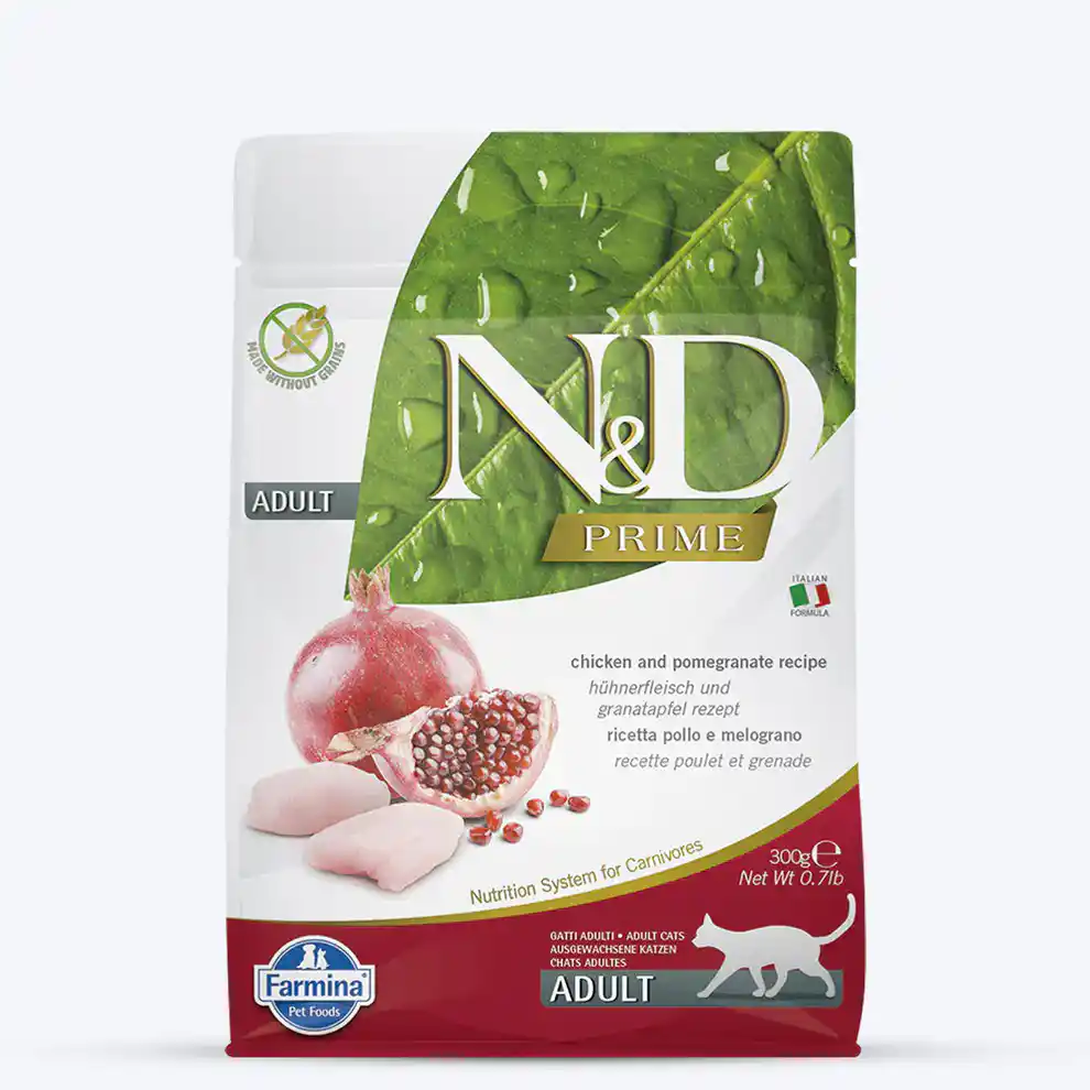 D5o0NTgeU-Farmina-NandD-Prime-Grain-Free-Chicken-and-Pomegranate-Adult-Dry-Cat-Food-.webp Farmina N&D Prime Chicken & Pomegranate Adult Neutered Cat Dry Food, 300g