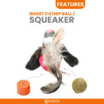 FOFOS Bird with Catnip Balls Interactive Toy for Cats (Black) - Image 4