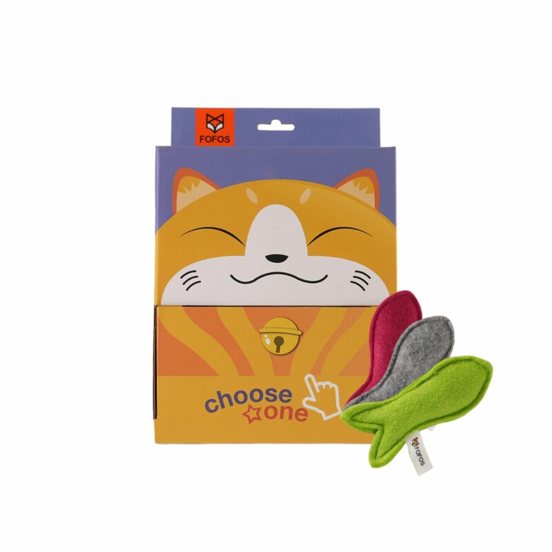 Barkbutler Fofos Felt Fish Cat Toy Box, 1 Pcs