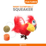 FOFOS Parrot with Catnip Balls Interactive Toy for Cats (Red) - Image 4