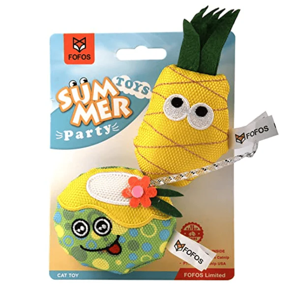 Barkbutler x Fofos Summer Plush Chew Cat Toy - Juice with Pineapple - Pack of 2