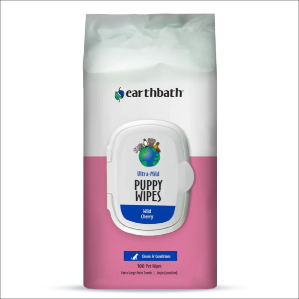 EarthBath Ultra Mild Puppy Grooming Wipes for Dogs and Cats - 100 wipes