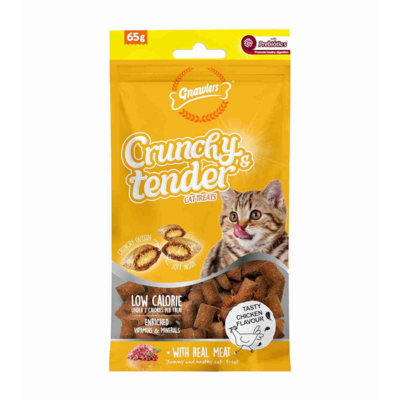 Gnawlers Crunchy And Tender Tasty Chicken Flavour For Cats 65g