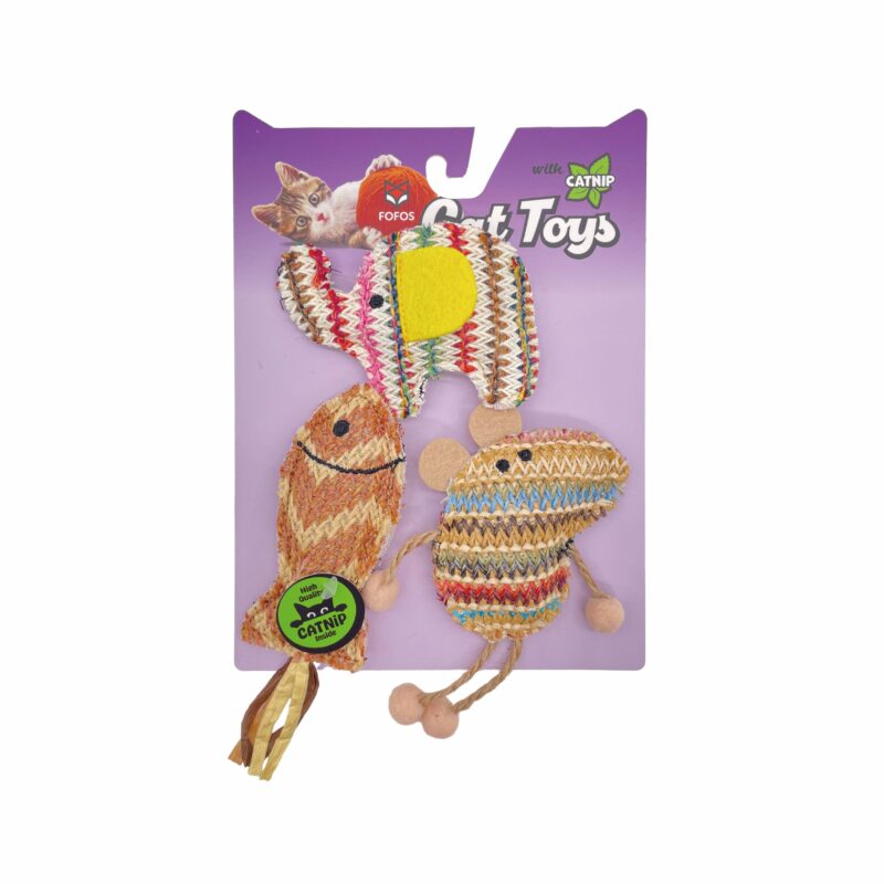FOFOS Interactive Catnip Chic Toy for Cats Brown (Pack of3)
