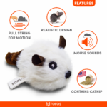 FOFOS Pull String & Sound Chip Mouse Shaped Electronic Toy for Cats (White) - Image 6