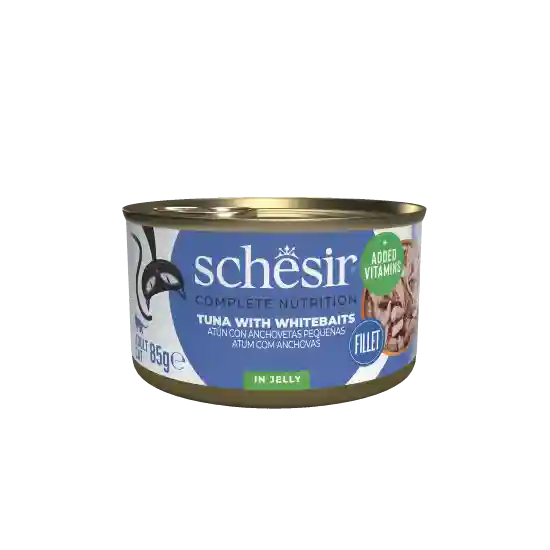 Schesir Tuna in Jelly With Whitebaits Adult Cat Wet Food Pouch, 85 gm