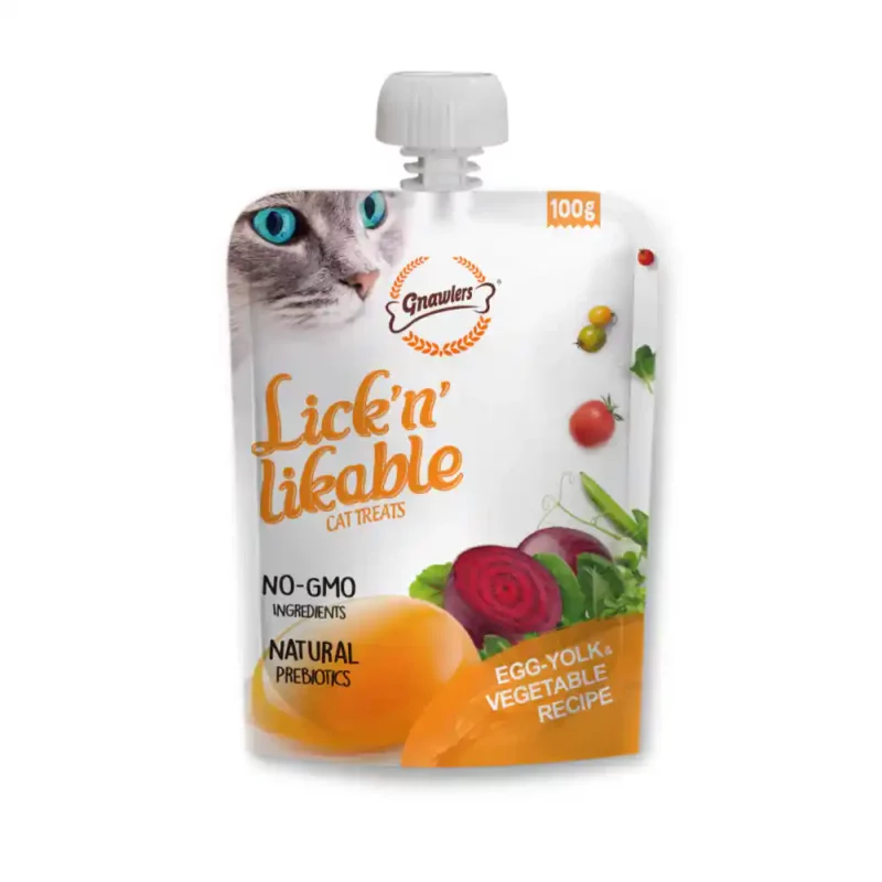 Gnawlers Lick N Likable Egg Yolk and Vagetable Recipe for Cats, 100g