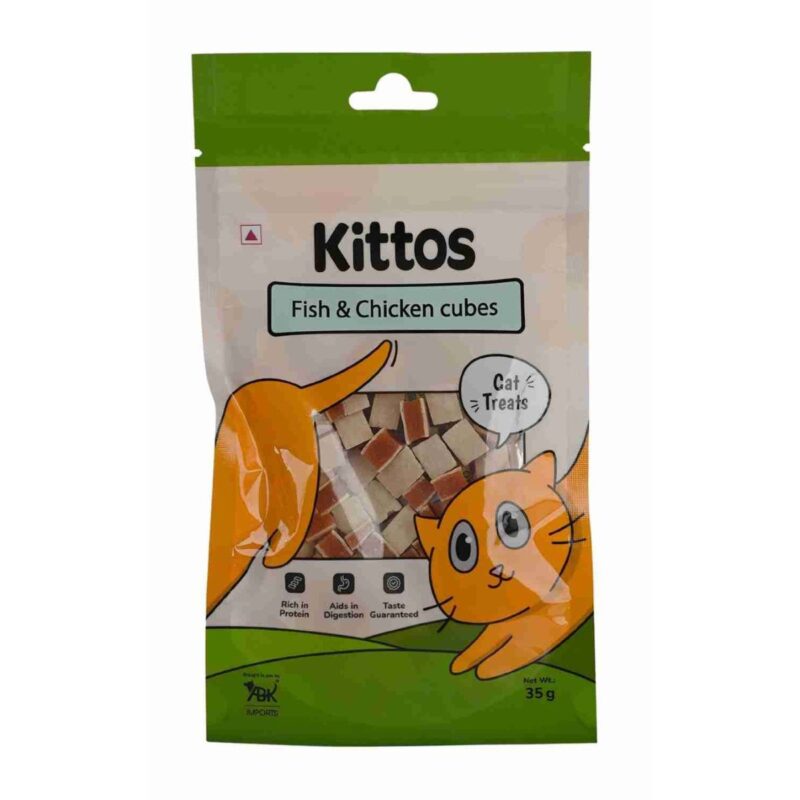 Kittos Fish Chicken Cubes Cat Treats, 35 g