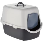 Trixie Vico Cat Litter Tray with Hood for Cats (Dark Grey/Light Grey)