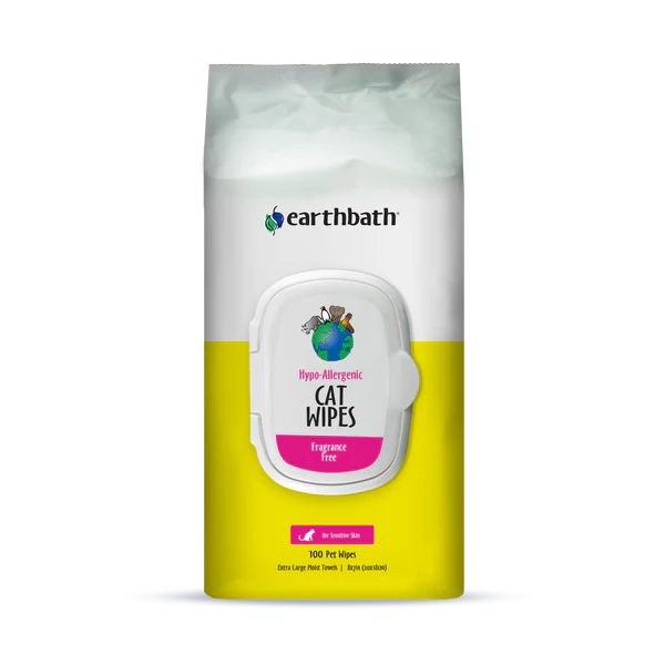 EarthBath Hypoallergenic Fragrance Free Wipes for Cats - 100 wipes