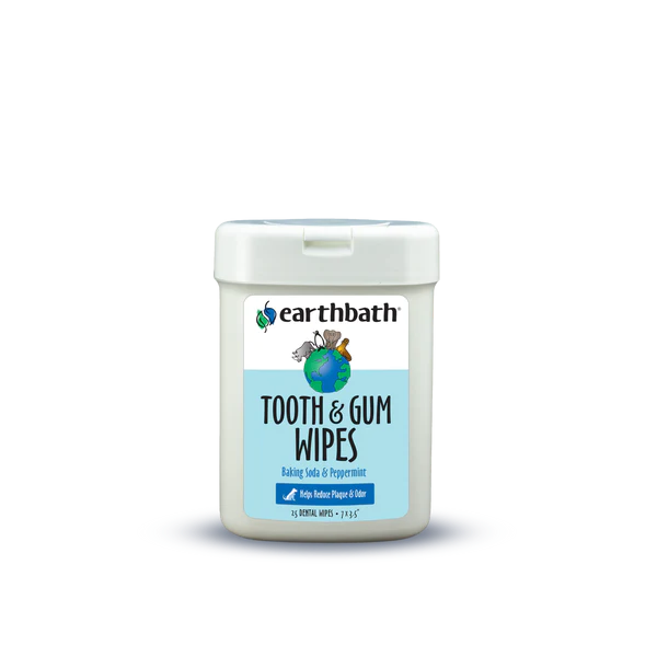 EarthBath Tooth & Gum Wipes for Dogs and Cats - 25 wipes