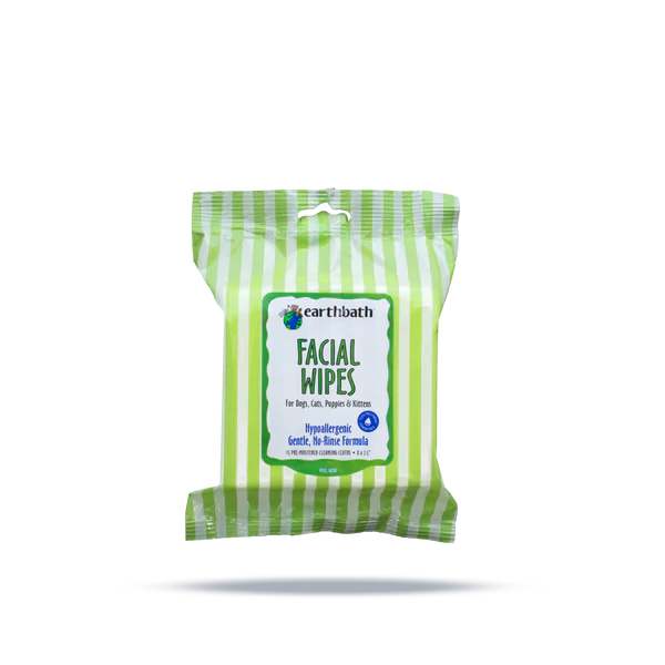 EarthBath Hypoallergenic Facial Wipes for Dogs and Cats - 25 wipes