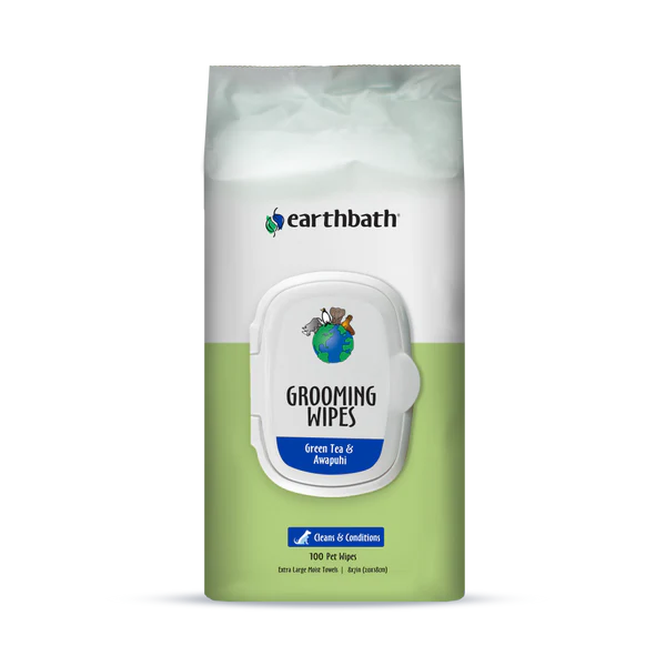 EarthBath Green Tea & Awapuhi Grooming Wipes for Dogs and Cats - 100 wipes