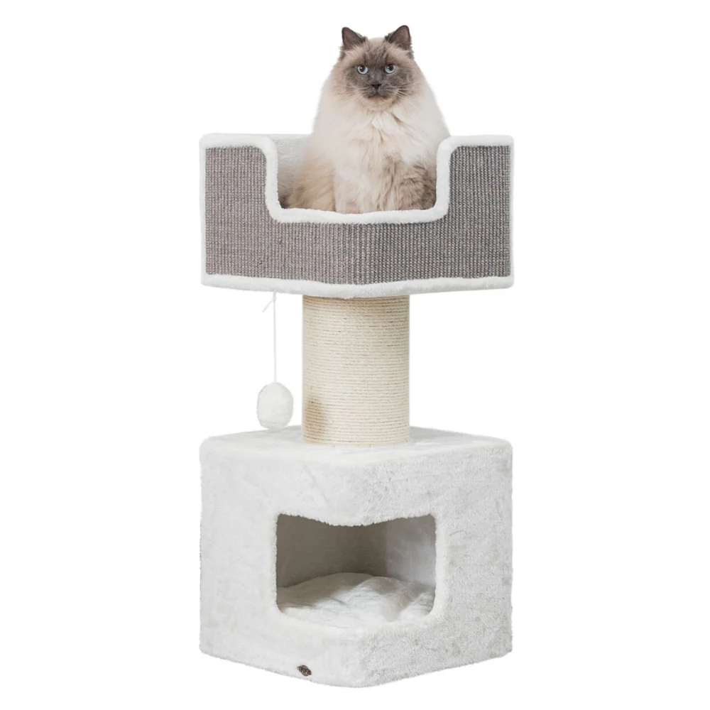 QPkyBqPJR-product.webp Trixie Cat Tree Ava XXL Scratching Post and Tower (86cm, White/Grey) - Image 1