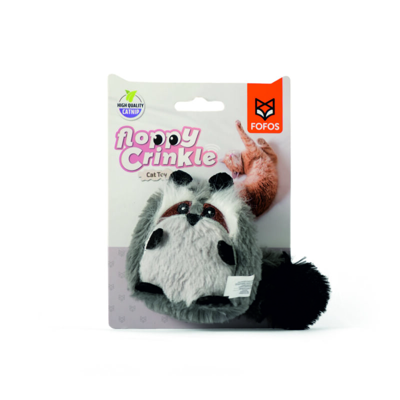 FOFOS Floppy Crinkle Raccoon Catnip Toy for Cats