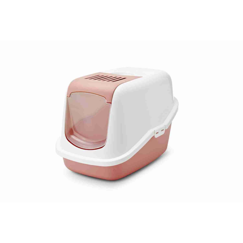 Savic Nestor Cat Litter Box - Champagne Pink/Tuscan Red