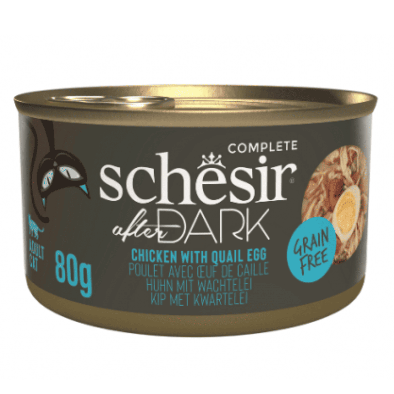 T8vyUi6gv-product.png Schesir After Dark Cat Wholefood Chicken and Quail Egg, 80 g